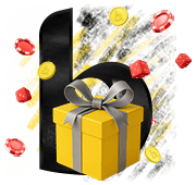 Sarı kurdeleli hediye kutusu ve altın jetonlar